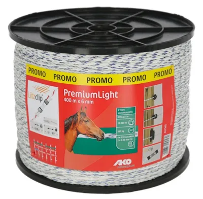Produktbild von AKO Weidezaunseil Premium Light weiß/blau, 400 m Länge, 6 mm breit