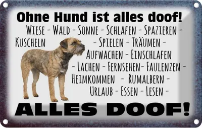Produktbild von vianmo Blechschild 12x18 cm ohne Hund ist alles doof Tier Haustier