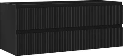 Produktbild von Mexen Rivel Badezimmerschrank unter Waschbecken 120 cm, 2 Schubladen, geriffelt, schwarz matt - 91A20-12047-2-BFF71