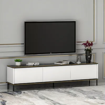 Image de Skye Decor, Imaj - Whıte, meuble TV, blanc, 100 % PANNEAUX DE PARTICULES MÉLAMINÉS, 180 x 35 x 45,2 cm