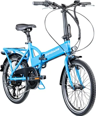 Produktbild von Zündapp Z101 20 Zoll Elektro Klapprad für Erwachsene 150 - 180 cm 6 Gang E Klappfahrrad E Bike Faltrad Pedelec StVZO sky blau