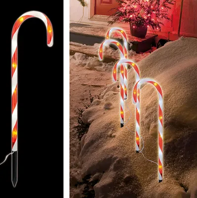 Zdjęcie produktu dla 4-częściowy zestaw świecących pałeczek LED w kształcie cukrowych laseczek, 32 diody LED, 44 cm