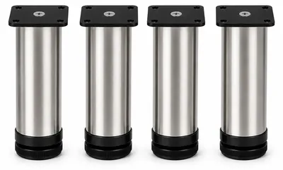 Produktbild von Möbelfüße 150 mm 4er Set [HÖHENVERSTELLBAR] Möbelbeine aus Edelstahl Schrankfüße Verstellbar Gebürstet Silber