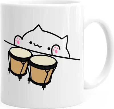 Produktbild von Kaffeetasse Bongo Cat Meme MoonWorks® weiß unisize