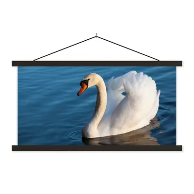 Produktbild von MuchoWow® Textilposter Schwan - Wasser - Vogel - Weiß 120x60 cm mit schwarzem Rahmen - Dekoration Schlafzimmer