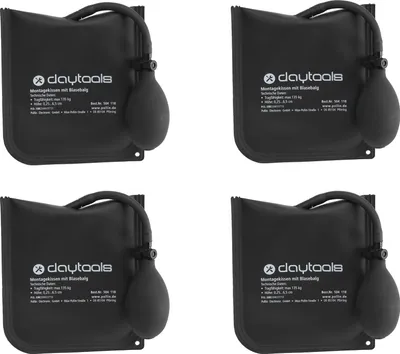 Produktbild von DAYTOOLS Montagekissen mit integriertem Blasebalg | 4 Stück | 135 kg Tragfähigkeit | präzise Höhenverstellbarkeit von 0,25 bis 6,5 cm | vielseitig einsetzbar für Türen, Fenster, Auto und mehr