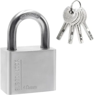 Produktbild von Vorhängeschloss Edelstahl 304, wasserdicht, rostfrei, 40 mm, für Garage, Zaun, Schuppen, Gepäck