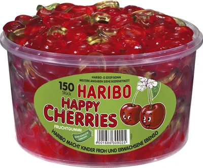 Obrázok produktu pre Haribo Happy Cherries ovocné žuvačky dvojité čerešne 150 ks 1200g