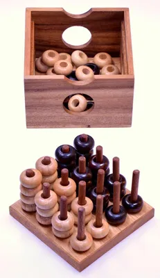 Produktbild von Vier in einer Reihe 3D – Strategiespiel aus Holz | Kompaktes 4x4 Spiel für 2 Spieler