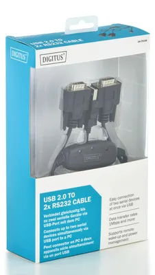 Immagine prodotto di DIGITUS USB 2.0 Anschlusskabel 2.0 -2x RS232-Kabel 1.5m,  sw