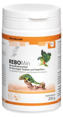 Productafbeelding van ReboMin Mineralvoerpudder 200 g, geschikt voor siervogels en reptielen