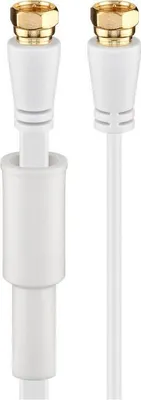 Obrázok produktu pre Goobay 67296 Plochý SAT anténny kábel (80 dB), 2x tienený, odolný proti poveternostným vplyvom, 5 m, biely - pozlátený, F samec > F samec (plne tienený)