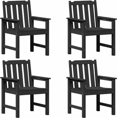 Image de vidaXL Chaise de jardin, lot de 4, noir, 65,5 x 59 x 88 cm, polyéthylène