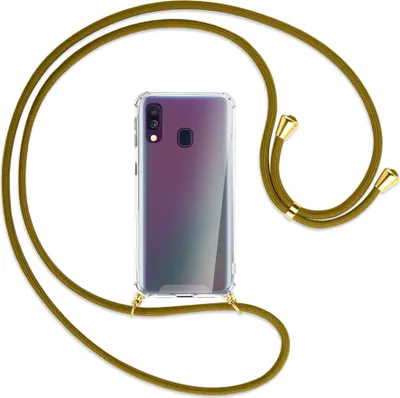 Produktbild von Handykette Backcover-Schutzhülle mit Band (Metall goldfarben) für Samsung Galaxy A40 - khaki