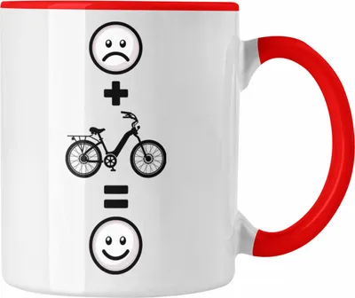 Produktbild von Trendation - E-bike Tasse Geschenk für E-Bike fahrer Geburtstag Lustige Geschenkidee :( + E-Bike = :) (Rot)