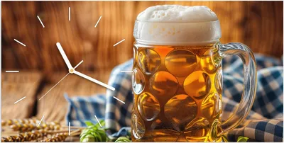 Produktbild von Wanduhr aus Glas mit Motiv Bierglas- 60 x 30 cm - inkl. Aufhängesystem