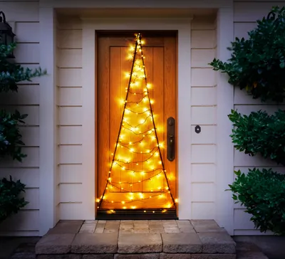 Produktbild von LED Türvorhang mit warm-weißer Beleuchtung, 120 LEDs, praktischer Timer, tolle Weihnachtsbeleuchtung für Innen & Außen, 75 x 210 cm, strombetrieben