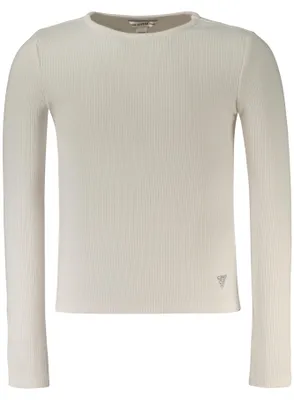 Produktbild von Mädchen Langarmshirt Weiß mit Strass und Logo - Rundhalsausschnitt