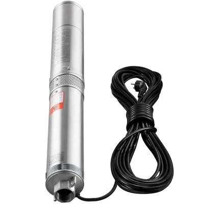 Image de SucceBuy Pompe submersible pour puits profonds, 750 W, 230 V, 60 Hz, débit max. 7,1 m³/h, hauteur de refoulement max. 75 m, avec câble électrique de 9,1 m, pompe à eau en acier inoxydable pour l'industrie, l'irrigation et l'usage domestique.
