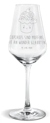 Produktbild von Mr. & Mrs. Panda Weinglas Cupcake - Transparent - Geschenk, Für Weißwein, Motivation Sprüche, Cupcakes, Backen, Weißweinkelch, Wunder, wein glas, Lustige, Muffin