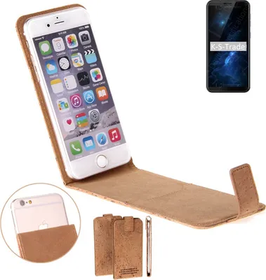 Produktbild von K-S-Trade Handyhülle kompatibel mit Cubot J5 Kork Hülle Flipstyle Case Schutzhülle Kork Case Hülle Flip cover Klapphülle Klapp, braun 1x