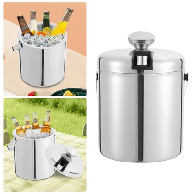 Obrázek produktu pro Ledový kbelík, nerezová ocel 304, objem 1300 ml, průměr 14 cm, výška 22,5 cm, tloušťka stěny 1 cm