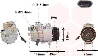 Produktbild von VAN WEZEL 0600K411 6SEU14C Klimaanlage Klimakompressor PAG 46 R134a für BMW 3 Touring (E91) 3 Limousine (E90) 1 Schrägheck (E87) 5 Limousine (E60)