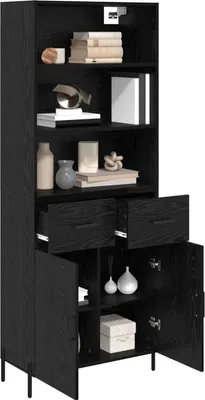 Obrázok produktu pre vidaXL Highboard čierny dubový vzhľad 69,5 x 34 x 180 cm materiál na báze dreva
