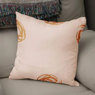 Dekokissenbezug 43x43 cm, Orange-Cremeweiß, Polycotton