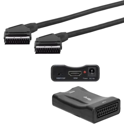 Produktbild von Scart zu HDMI Konverter, 720p/1080p, inkl. 1,5m Scart-Kabel – Verbinden Sie alte Geräte mit modernen HDMI-Fernsehern