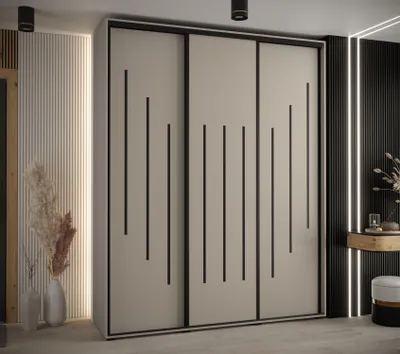 Produktbild von Kleiderschrank INDIRA 8 - 200/45 cm, Kaschmir/Schwarz