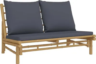 Produktbild von vidaXL Gartenbank mit Dunkelgrauen Kissen Bambus