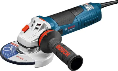 A Bosch angle grinder is shown on a white background.