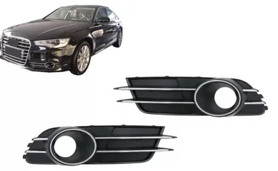 Obrázok produktu pre Spodný nárazník s mriežkou a bočné mriežky pre Audi A6 C7 4G (modelové roky 2012-2015).