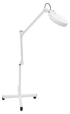 Produktbild von Lupenlampe 5-fach - LED Standlampe auf Rollen - 24W Kaltlicht 110–220V - schwenkbarer Arm 45 cm - Höhe 1,5 m für Kosmetik- und Nagelstudio - weiß