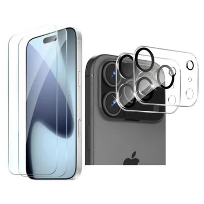 Produktbild von CLM-Tech 4er Set Panzerglas kompatibel mit iPhone 18 Pro Max - 2X Panzerfolie + 2X Kameraschutz Kameraglas Displayschutz 9H Glas - Folie kristallklar
