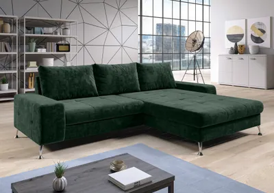 Produktbild von AX LIVING Eckschlafcouch mit Bettkasten Artemia 275 cm Grün Samt R