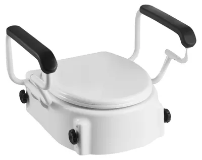 Produktbild von Toilettensitzerhöhung, erhöhte Höhe, gepolsterte Armstütze, Hochklappbare Armlehne
