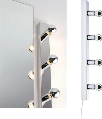 Produktbild von Set Spiegelleuchte Regula II inkl. Leuchtmittel 4-flammig E14 2700K 4x220lm 230V 4x2,6W dimmbar Chrom, Kopfspiegel Silber