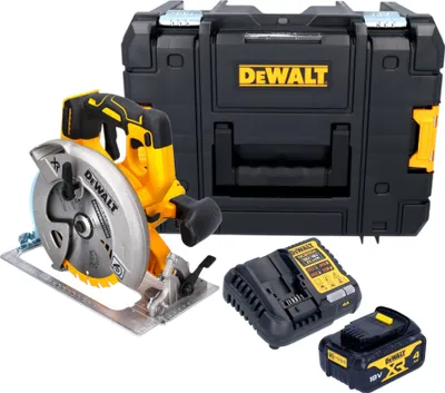 Produktbild von DeWalt DCS 570 M1T Akku Handkreissäge 18 V 184 mm Brushless + 1x Akku 4,0 Ah + Ladegerät + TSTAK