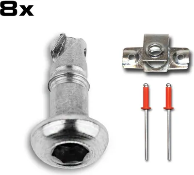 Produktbild von Schnellverschlüsse, Linsenkopf, Innensechskant,17 mm, Stahl, 8er Set, silber, Nietplatte