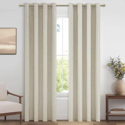 Productafbeelding van Unyqoos® Set 2 Verduisterende gordijnen, linnenlook, 140x225 cm, 100% verduisterend, thermisch isolerend, met oogjes