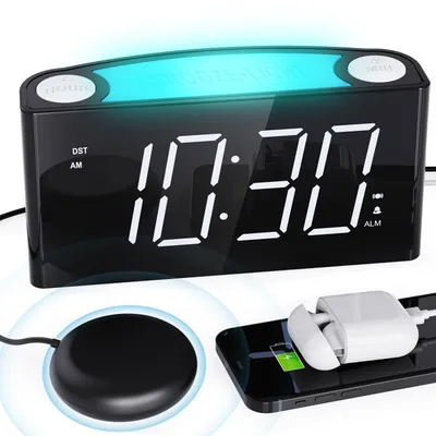 Digitalwecker mit Vibrationsalarm, 7-Farben-Nachtlicht, LED-Display, Dimmer