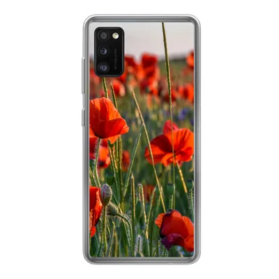 Produktbild von MuchoWow® Handyhülle Schutzhülle Hülle für Samsung Galaxy A41 Blumen - Mohnblumen - Natur - Rot Silikon Softcase Handy Hülle - Mobiltelefon