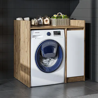 Immagine prodotto di Armadio da appoggio per lavatrice Roomart, larghezza 100 cm, rovere bianco