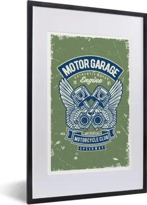 Produktbild von MuchoWow® MuchoWow® Gerahmtes Poster Mancave - Auto - Motorrad - Retro 40x60 cm - Poster mit zchwarzem Bilderrahmen - Poster in Rahmen