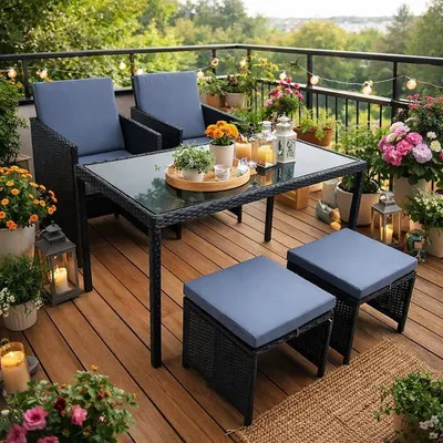 Produktbild von Sitzgruppe Gartenmöbel Set Rattanmöbel 4 Personen Polyrattan Gartenset Schwarz
