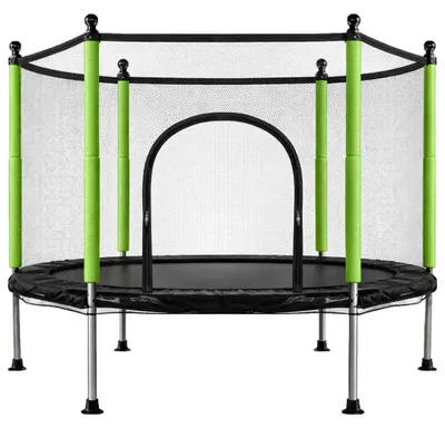 Obrázok produktu pre Domáca trampolína do záhrady pre deti so sieťou na loptu, 140 cm (55 palcov), zelená