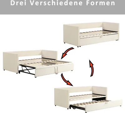 Produktbild von ProximaX Schlafsofa, ausklappbar, 2-Sitzer, 90/180 x 200 cm, Bettrahmen, 2-Sitzer, ausklappbar, mit Lattenrost, ausziehbar, Samt (Grau)