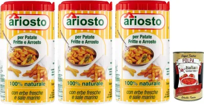 Produktbild von Italian Gourmet bundle für Ariosto Gewürzmischung für Bratkartoffeln & Pommes 3x80g, natürliche Kräuter & Meersalz, italienische Küche Gewürzklassiker + Italian Gourmet polpa